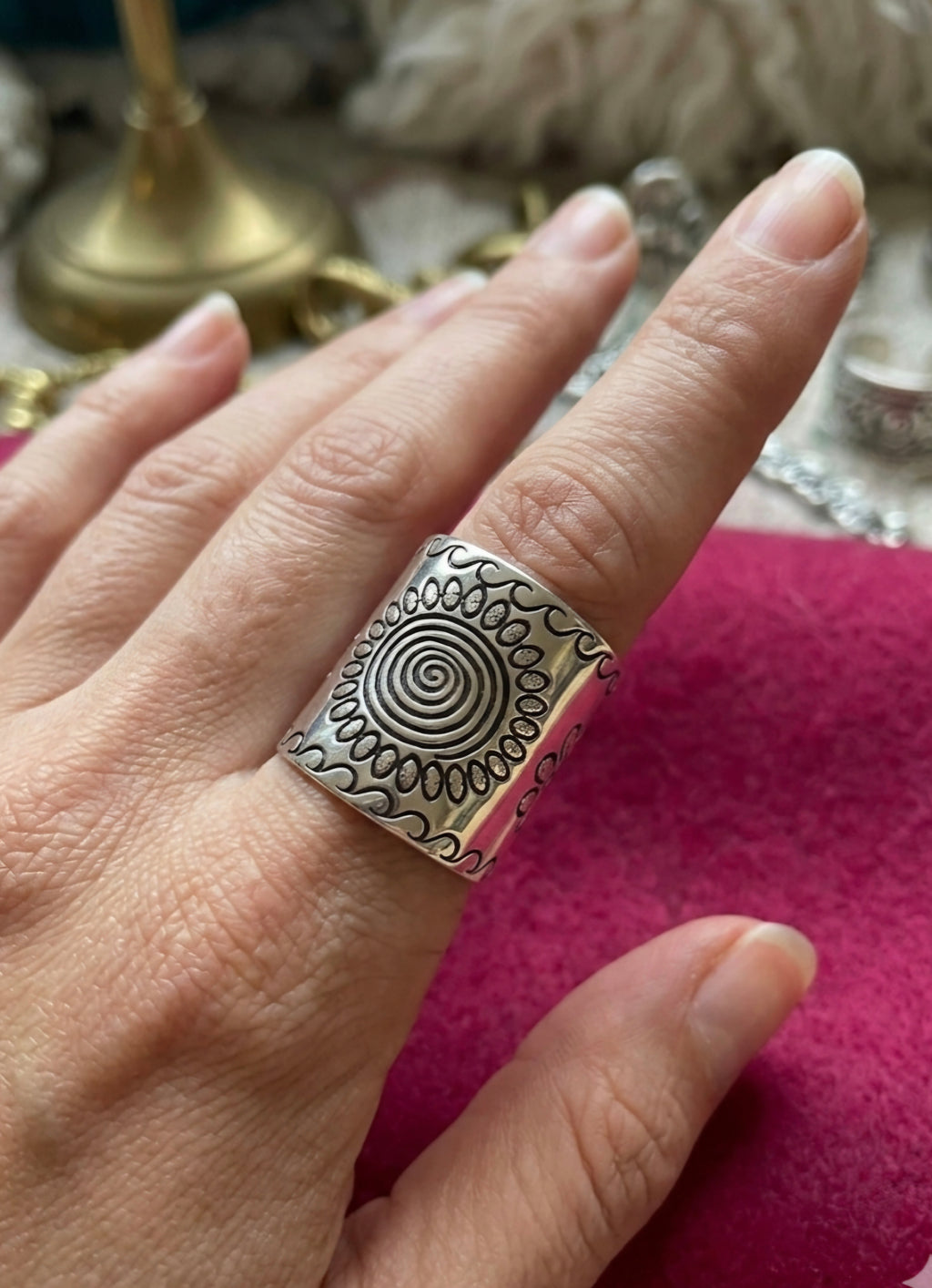 Anillo bohemio " Espiral" de plata 925.