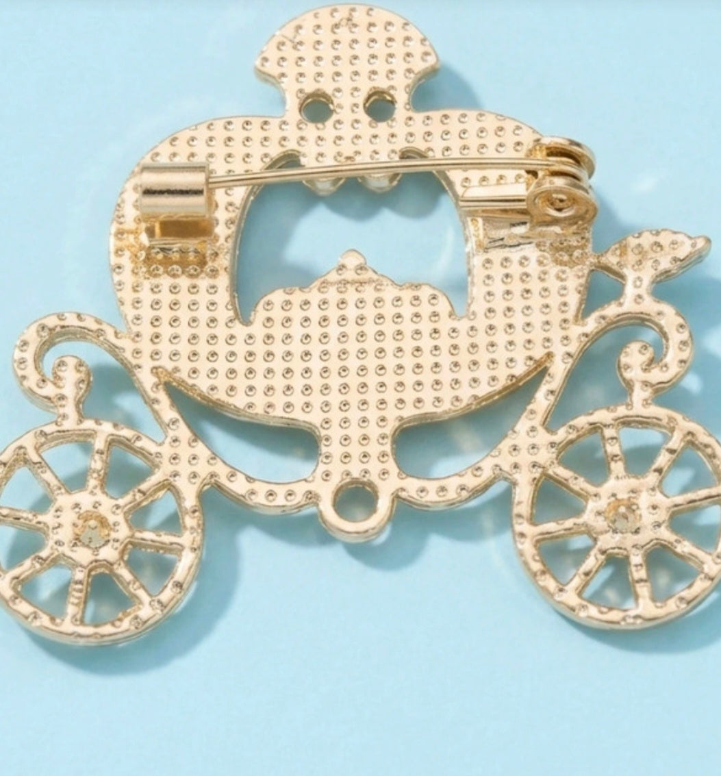 Broche Cenicienta vintage dorado con brillantes | vaqueraspain