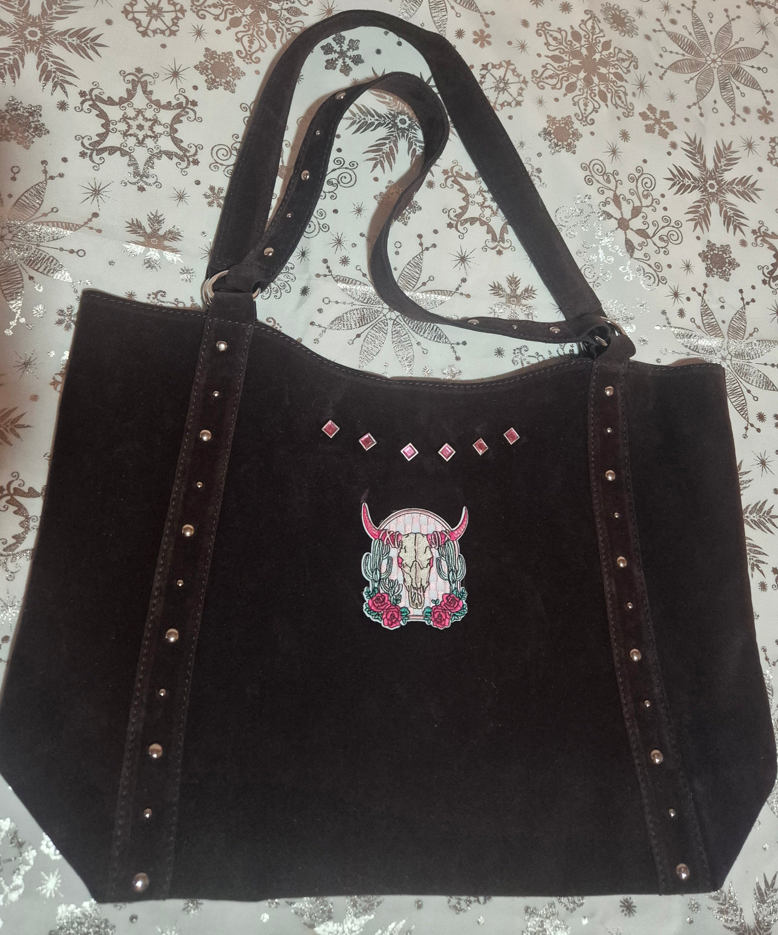 Bolso Tote western Calavera Buey con tachas estilo boho - vaqueraspain