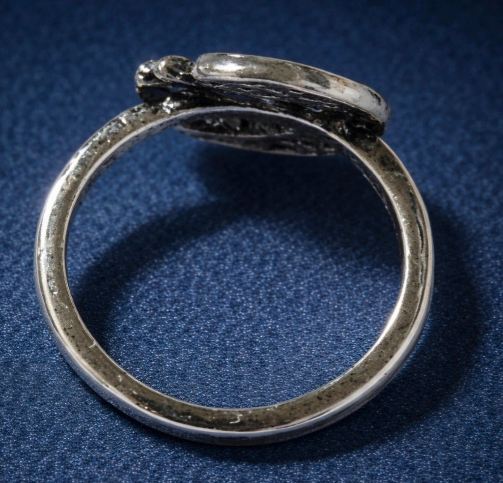 Vista frontal anillo Sol y Luna dual acero boho chic vintage | vaqueraspain