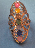 Anillo de acero alargado bohemio alineación de chakras boho chic vintage | vaqueraspain