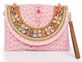 Bolso boho chic rosa pastel   Conchas marinas