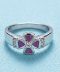 Anillo cruz de ópalo sintetico de plata 925