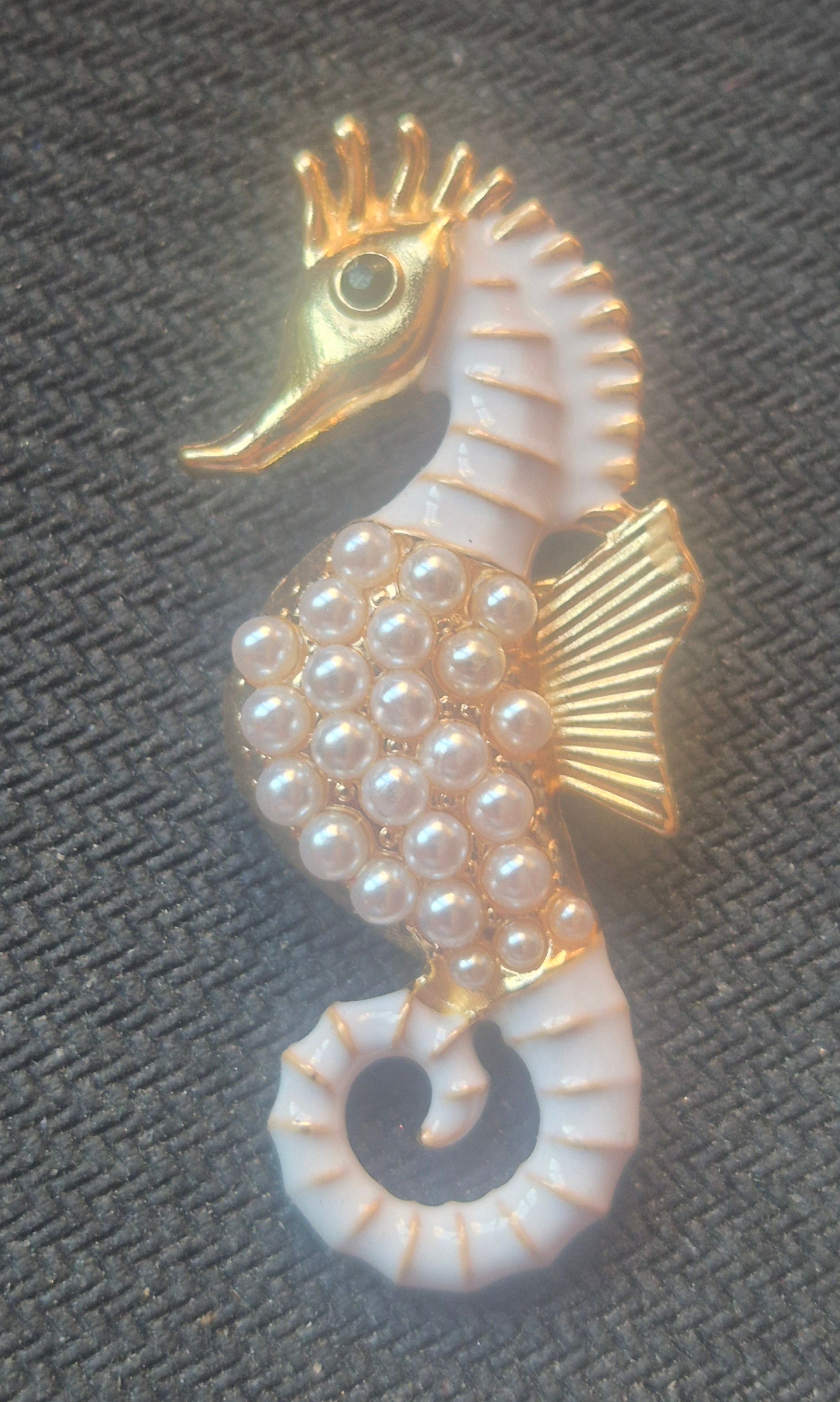 Broche vintage con forma de caballito de mar de diseño elegante y marino