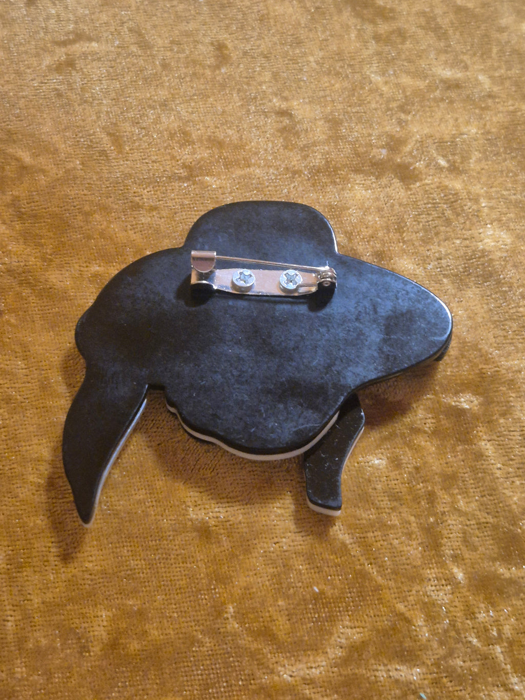 Broche vintage mujer con sombrero negro