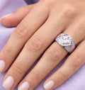 Detalle forma rombo anillo rosa plata 925 joyería fina | vaqueraspain