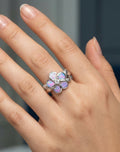 Anillo flor ópalo sintetico de plata 925