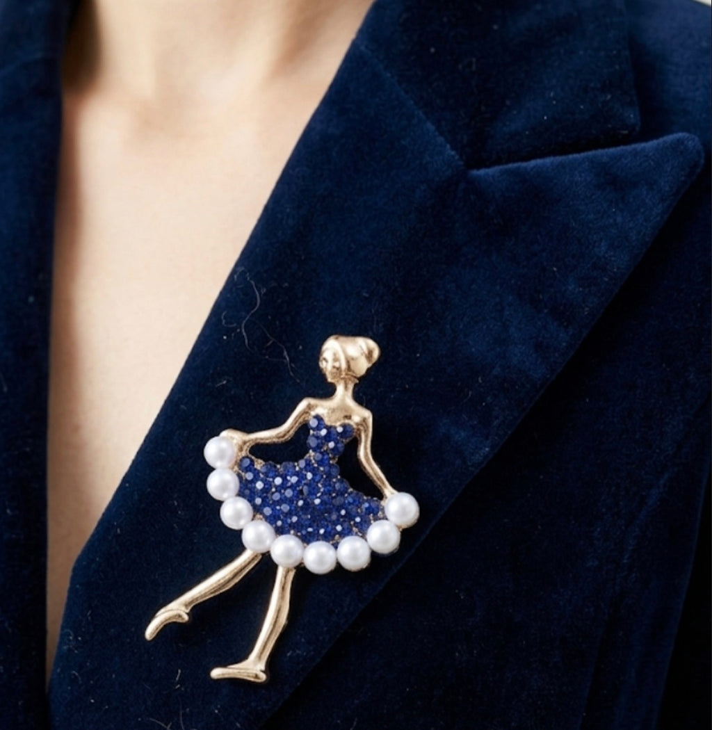 Broche bailarina de ballet con vestido azul