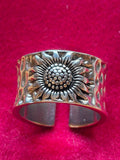 Anillo bohemio " Girasol con semillas" de acero
