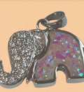 Colgante boho chic elefante con strass y ópalo sintético plata 925 baño rodio | vaqueraspain
