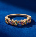 Anillo gold filled 14 K" mariposas caladas con strass colores."