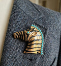 Broche vintage cabeza de cebra con ojo turquesa