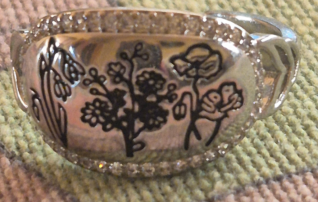 Detalle flores silvestres anillo vintage plata 925 artesanal | vaqueraspain
