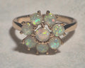 Anillo flor gold filled con ópalo sintético blanco talla 13,5 boho chic | vaqueraspain