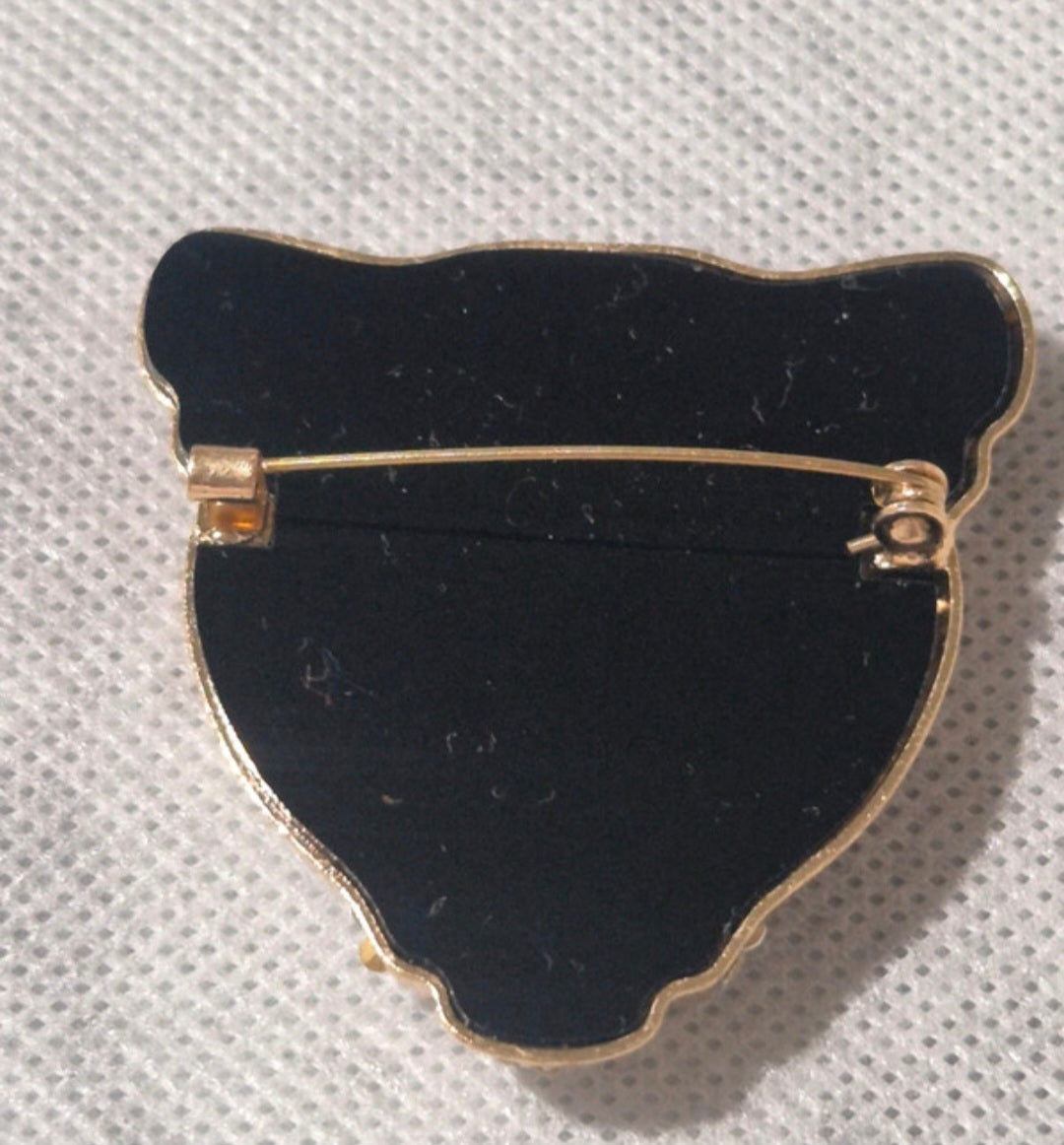 Detalle broche leopardo dorado con brillos vintage | vaqueraspain