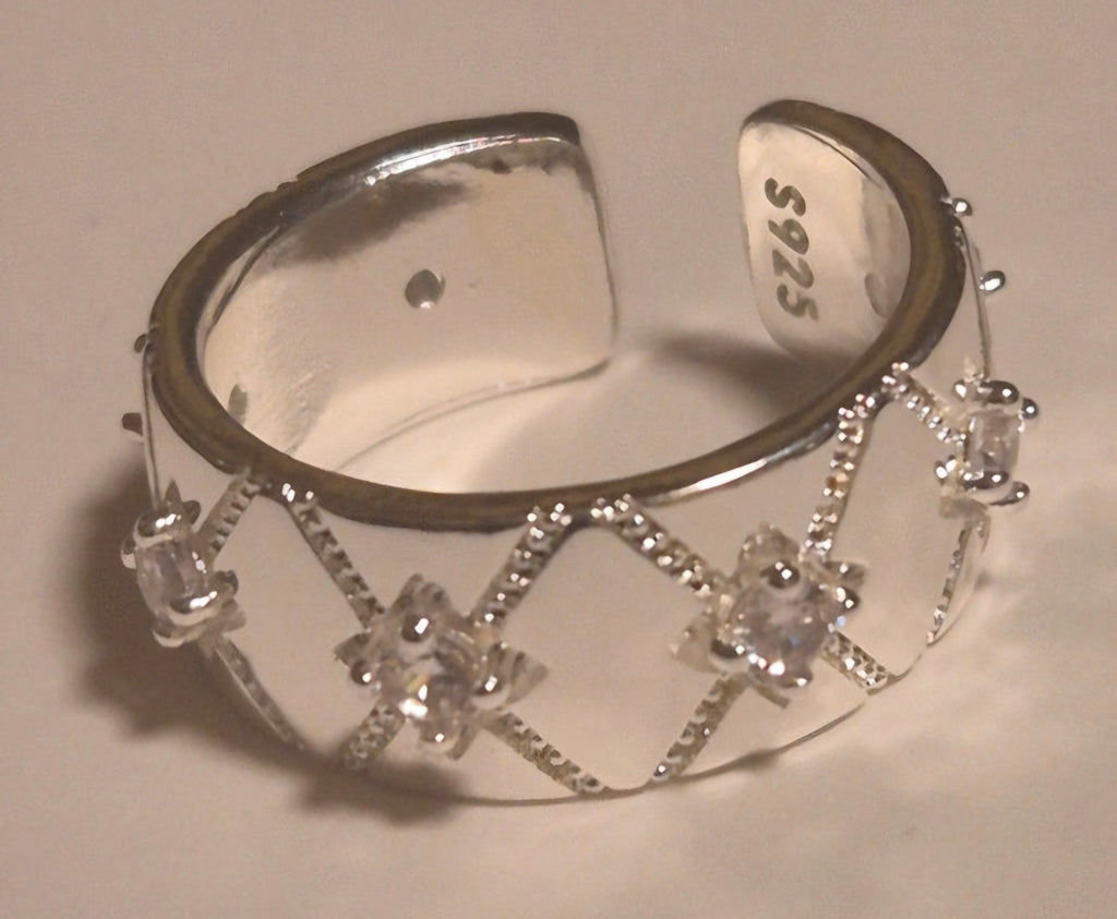 Anillo bohemio moderno rombos entrelazados de plata 925 joyería fina vintage | vaqueraspain
