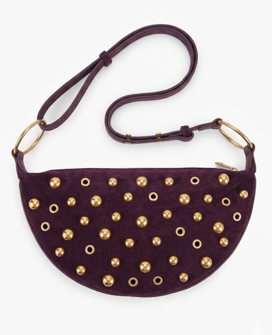 Bolso boho chic burdeos zorro dorado vista lateral - vaqueraspain