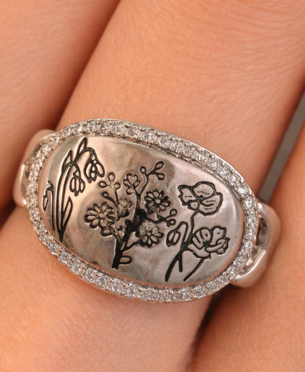 Anillo vintage flores silvestres de plata 925 boho chic joyería fina | vaqueraspain