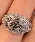 Anillo vintage flores silvestres de plata 925 boho chic joyería fina | vaqueraspain