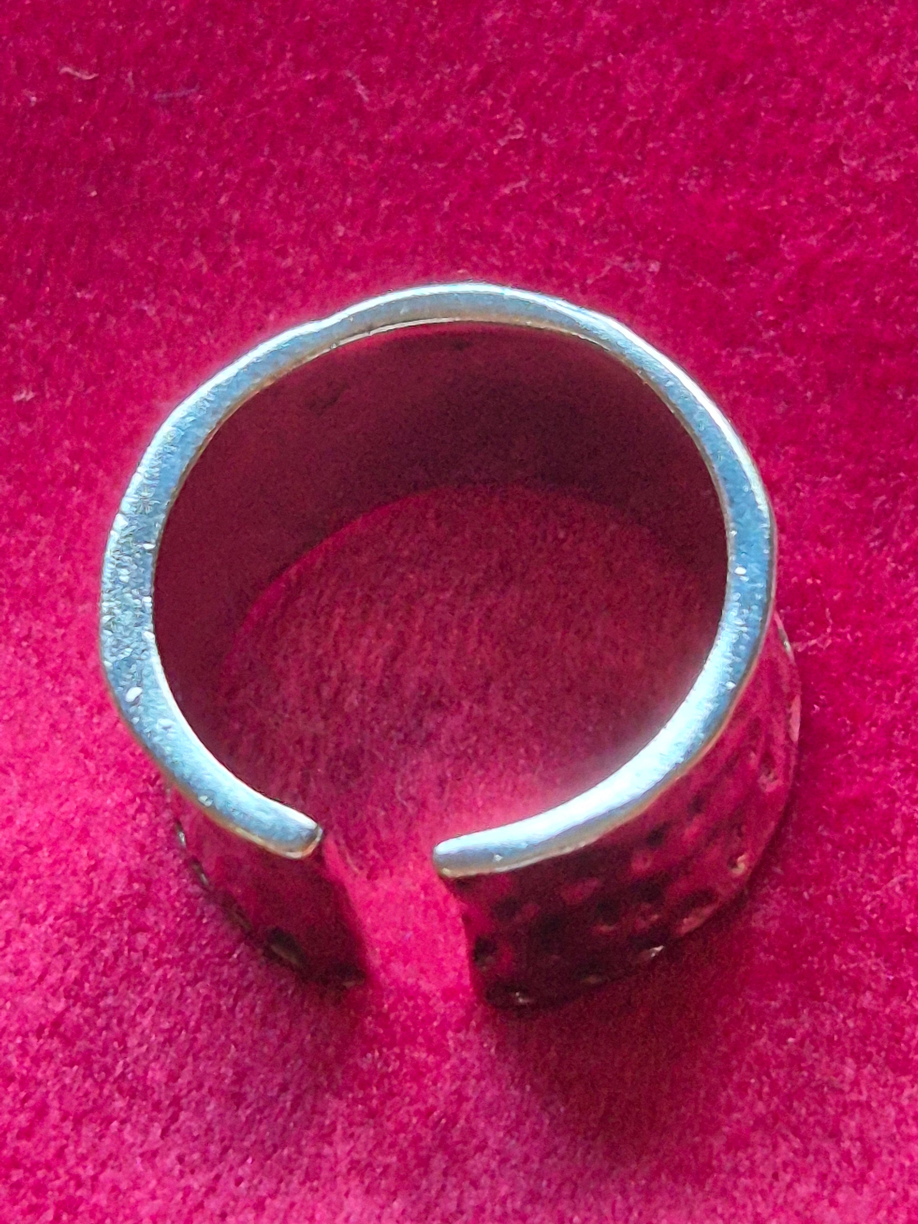 Anillo bohemio " Girasol con semillas" de acero