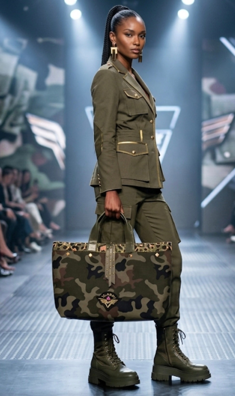 Bolso tote estampado camuflaje estética army chic boho vintage | vaqueraspain