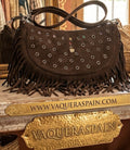Bolso boho flecos de ante marron chocolate