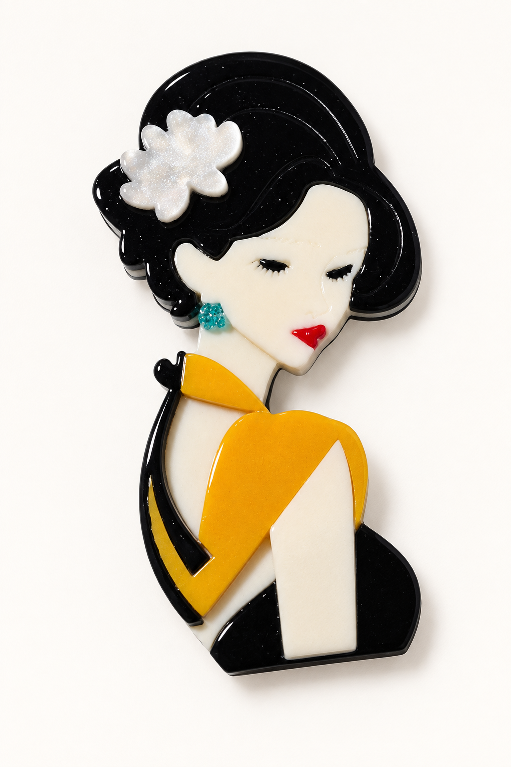 Vista frontal del Broche Alma de Geisha